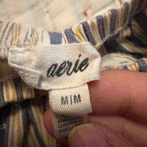 aerie Vertical Stripe Top in Cream, Blue & Mustard